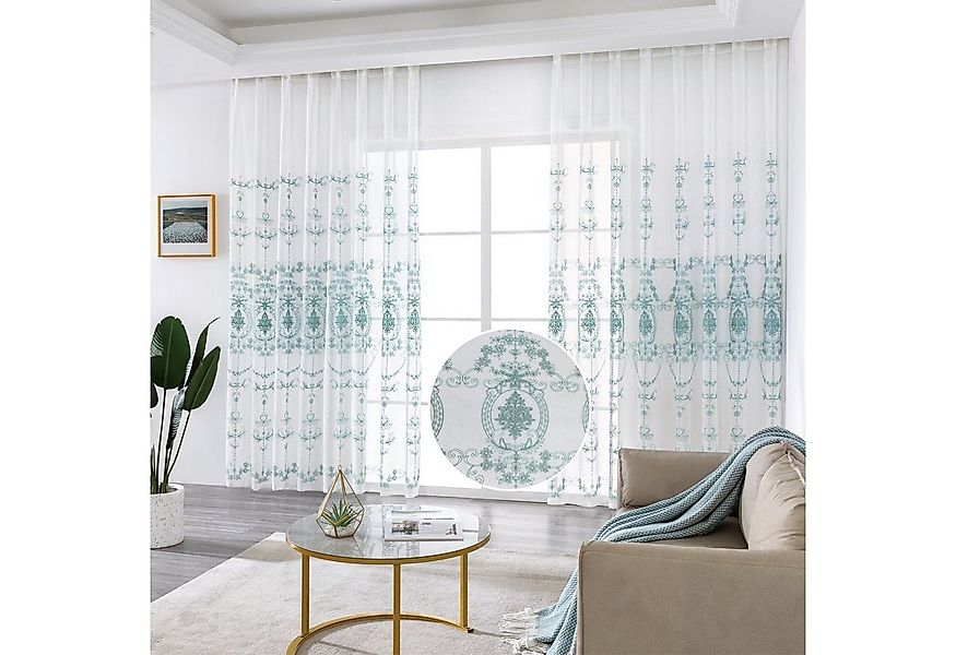 BYSURE Vorhang Blumen Stickerei Vorhänge (2 St), Ösen, transparent, Voile, günstig online kaufen