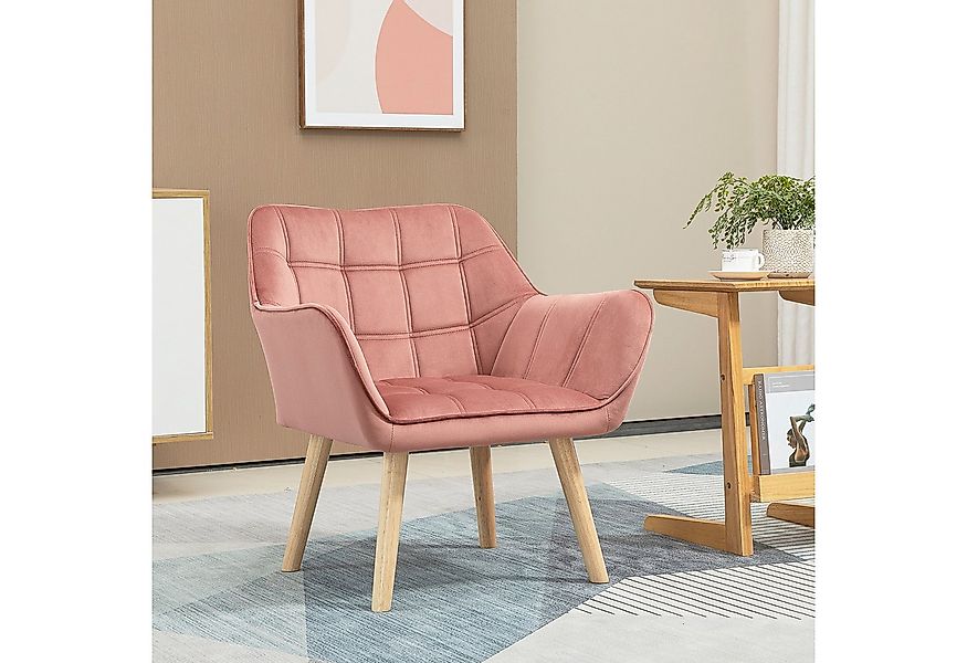 HOMCOM Relaxsessel Einzelsessel Ohrensessel, Sessel mit Samt, erhöhte Beine günstig online kaufen