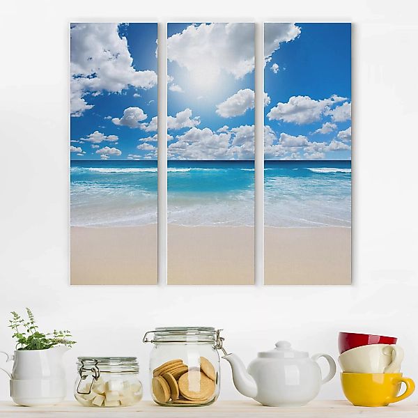 3-teiliges Leinwandbild Strand - Quadrat Touch of paradise günstig online kaufen