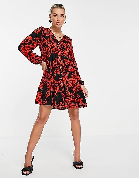 In The Style – Gestuftes Hängerkleid in Rot günstig online kaufen