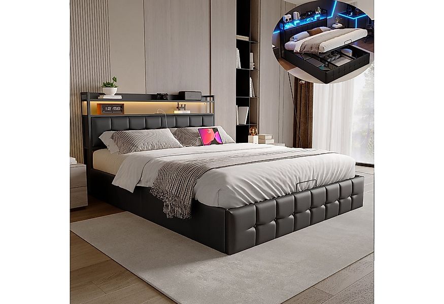 PXloue Polsterbett Doppelbett Boxspringbett Stauraumbett mit Lattenrost, Ko günstig online kaufen