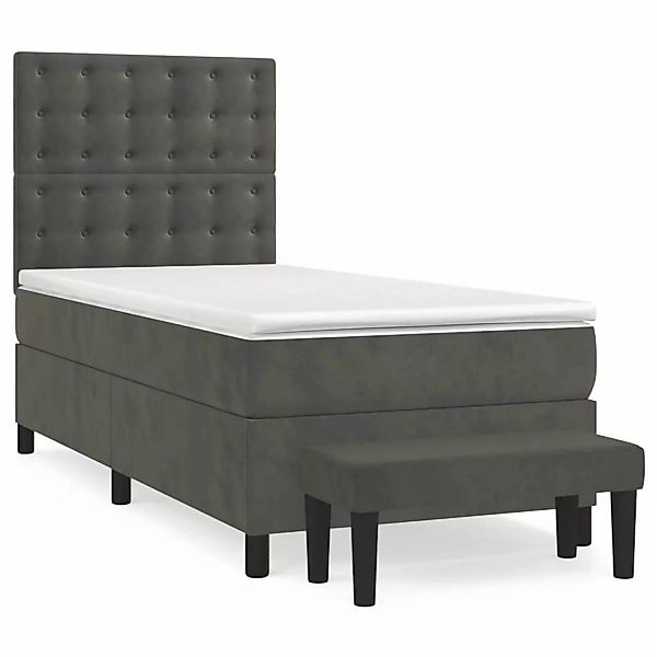 vidaXL Boxspringbett mit Matratze Dunkelgrau 90x190 cm Samt1359498 günstig online kaufen