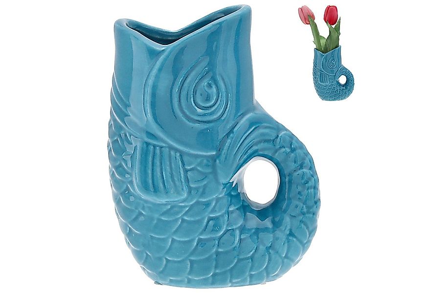 CEPEWA Dekovase Vase Fisch 'Blubb' 13,5x21x9cm Dolomit türkis Blumenvase De günstig online kaufen