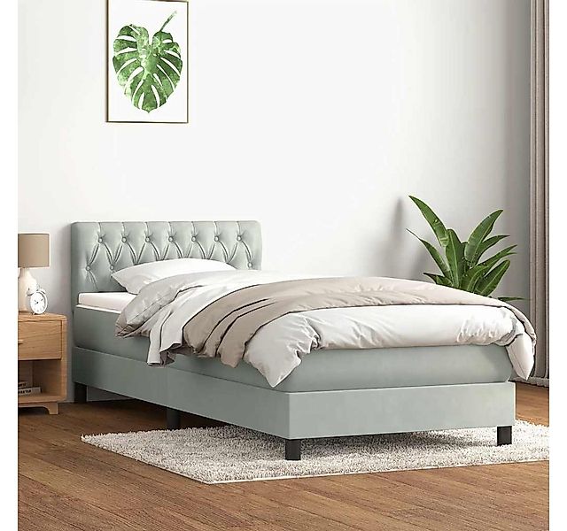 vidaXL Boxspringbett, Boxspringbett mit Matratze Hellgrau 80x220 cm Samt günstig online kaufen