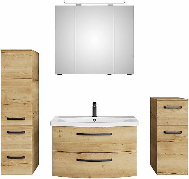 Saphir Badmöbel-Set "Serie 4010 4-teilig Keramik-Waschtisch mit LED-Spiegel günstig online kaufen