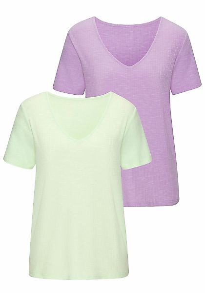 Vivance T-Shirt "mit modischer Rippstruktur", (2er-Pack), aus weichfließend günstig online kaufen
