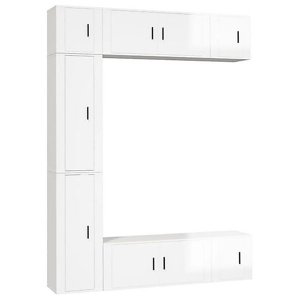 furnicato TV-Schrank 7-tlg. TV-Schrank-Set Hochglanz-Weiß Holzwerkstoff (1- günstig online kaufen