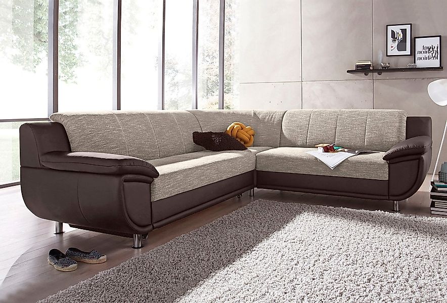 TRENDMANUFAKTUR Ecksofa "Rondo 3, zeitlos und modern, im Materialmix, L-For günstig online kaufen
