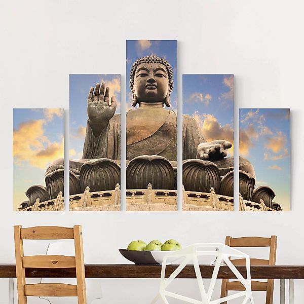 5-teiliges Leinwandbild - Querformat Großer Buddha günstig online kaufen