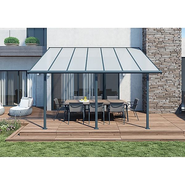 Palram - Canopia Terrassenüberdachung Sierra 434 cm x 295 cm Grau günstig online kaufen