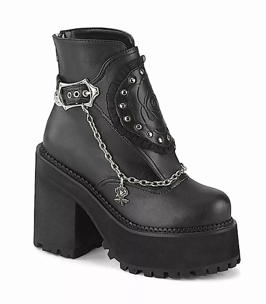 Gothic Ankle Boots ASSAULT-55 - Lederimitat Schwarz (Schuhgröße: EUR 39) günstig online kaufen