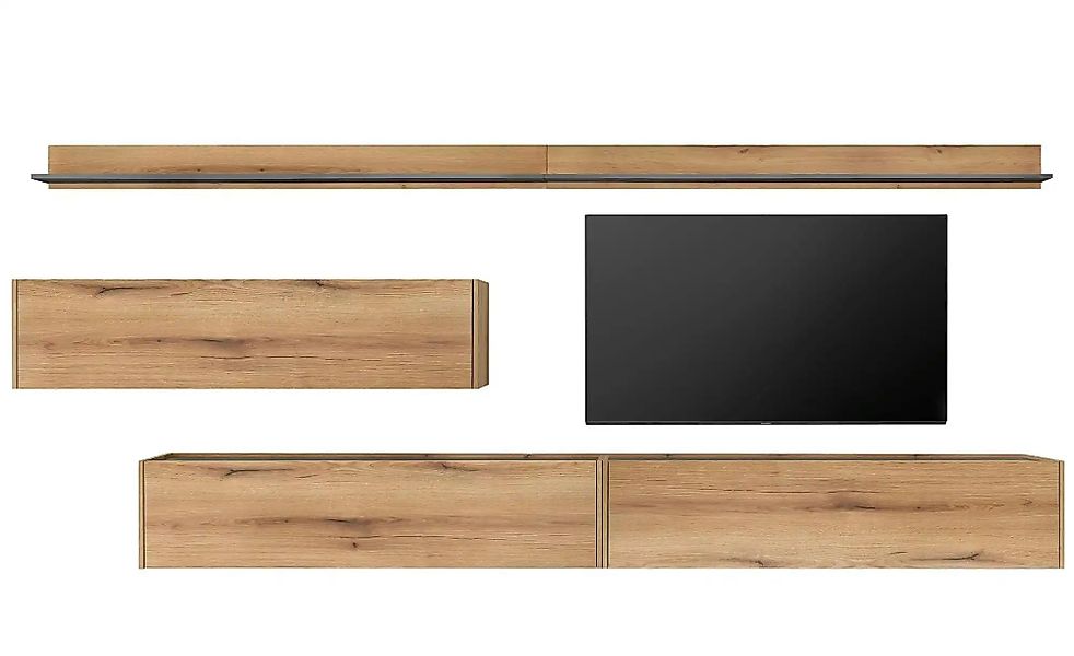 Wohnwand   ¦ holzfarben ¦ Maße (cm): B: 340 H: 180 Kommoden & Sideboards > günstig online kaufen