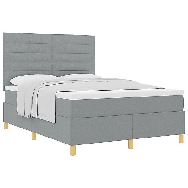 vidaXL Boxspringbett mit Matratze Hellgrau 140 x 190 cm Stoff 3339539 günstig online kaufen