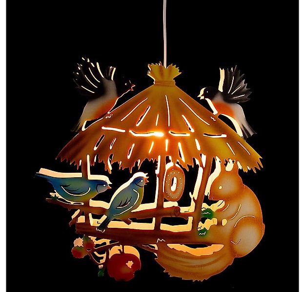 Kunstgewebe Taulin Schwibbogen Fensterbild Vogelhaus mit Eichhörnchen (31cm günstig online kaufen