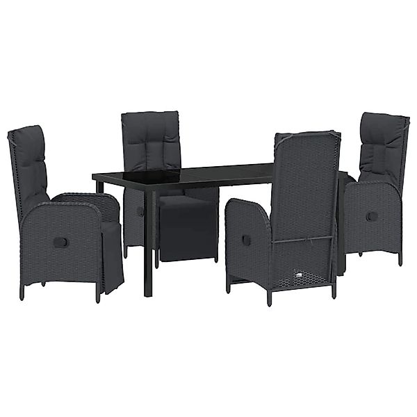 vidaXL Garten Essgruppe mit Kissen 5-Tlg Schwarz Poly Rattan 3380123 günstig online kaufen