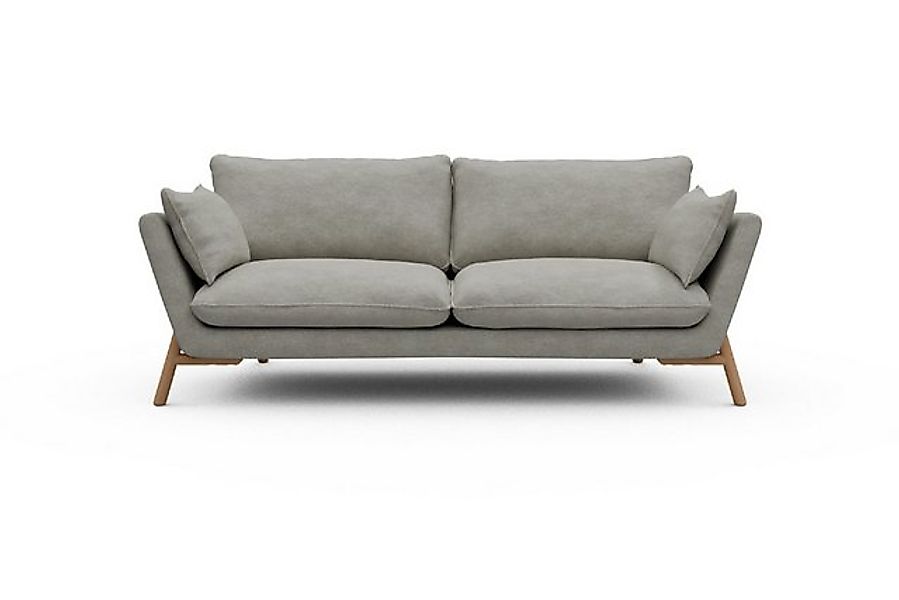 moebelfaktor Sofa Emil 3-Sitzer Beinfarbe Eiche Natur, schräg gestellte Arm günstig online kaufen