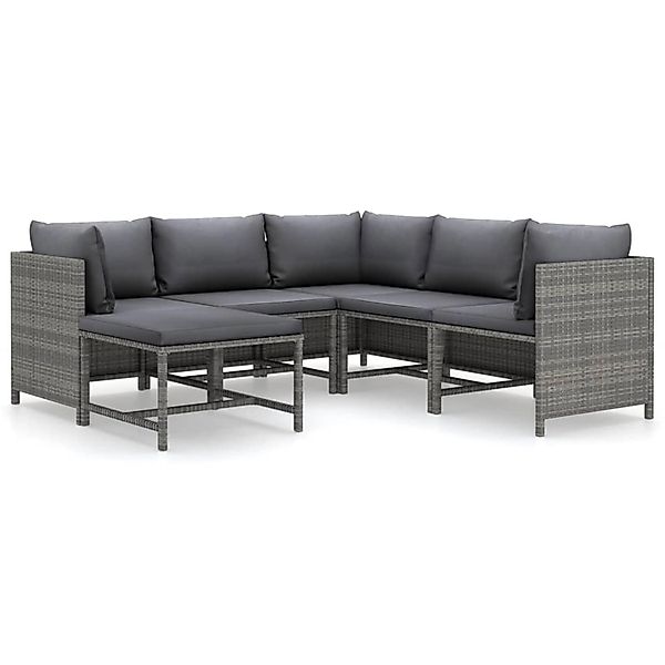 vidaXL 6-tlg Garten-Lounge-Set mit Kissen Poly Rattan Grau Modell 12 günstig online kaufen