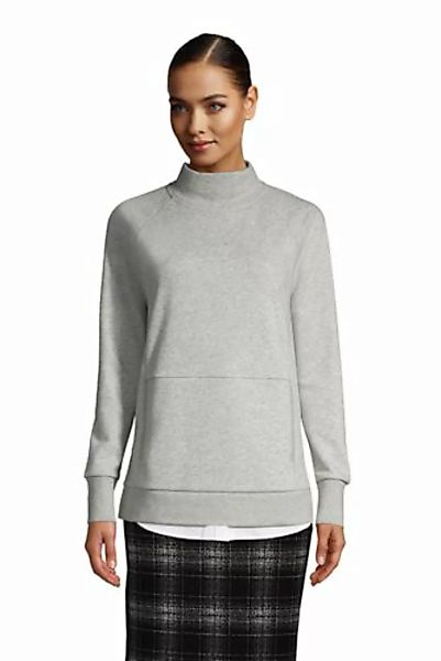 Sweatshirt mit Stehkragen, Damen, Größe: M Normal, Grau, Baumwoll-Mischung, günstig online kaufen