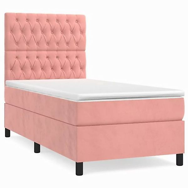 furnicato Bett Boxspringbett mit Matratze Rosa 100x200 cm Samt günstig online kaufen