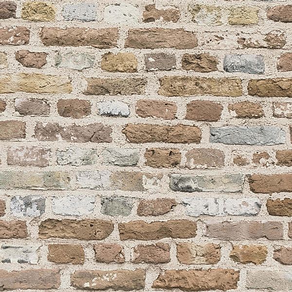 PROFHOME 388293-GU 3D Tapete Ziegelstein Matt Braun Beige-Grau Weiß 0,53 m günstig online kaufen
