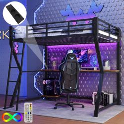 STILVORA Hochbett 90×200 Jugendbett mit matratze,Metallbett günstig online kaufen