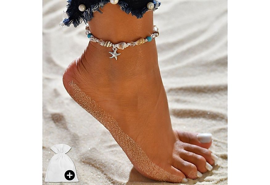 Felino Fußkette mit Anhänger Fußkettchen Damen Stern Muschel Seestern Türki günstig online kaufen