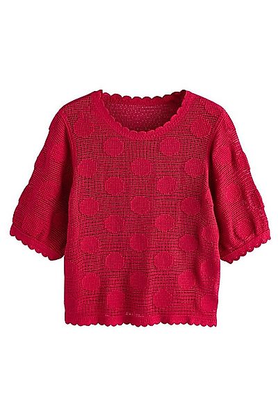 Next Rundhalspullover T-Shirt mit gehäkeltem Ausschnitt (1-tlg) günstig online kaufen