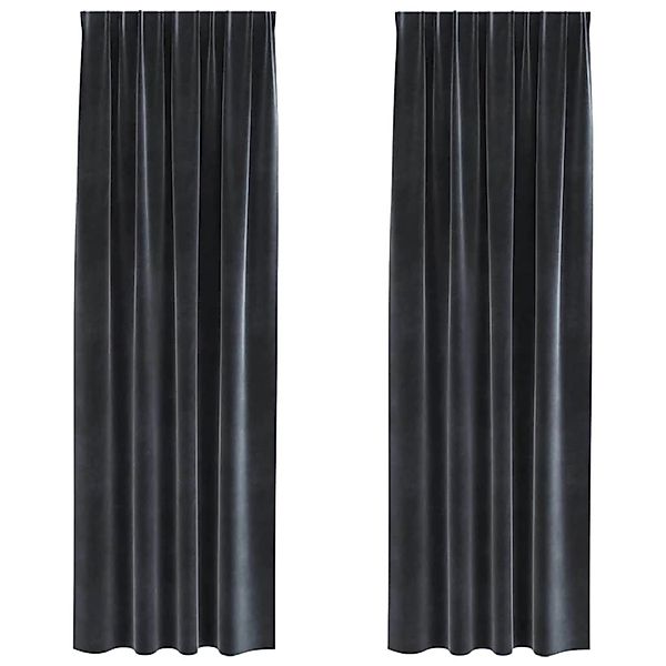 vidaXL Vorhänge 2 Stk Dunkelgrau 140 x 225 cm Samt 4107230 günstig online kaufen