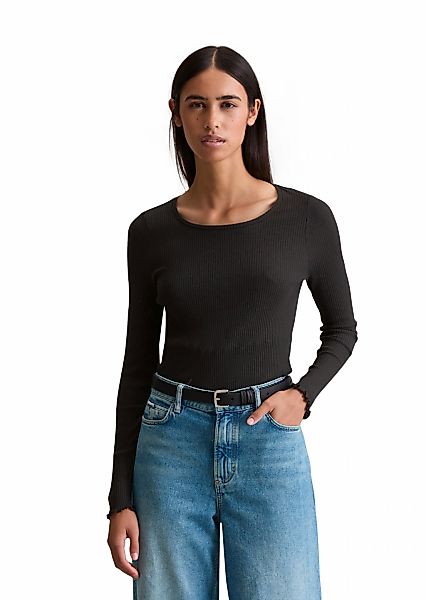 Marc OPolo DENIM Langarmshirt, Rundhalsausschnitt, Slim fit, gewellter Ärme günstig online kaufen
