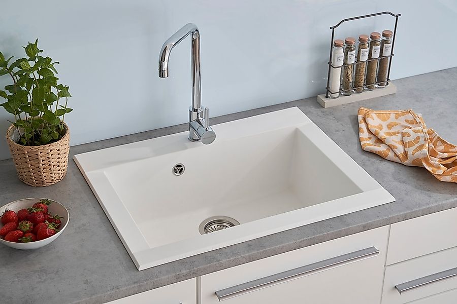 Respekta Einbauspüle Mineralite Ohio 66 cm x 50 cm Schwarz günstig online kaufen