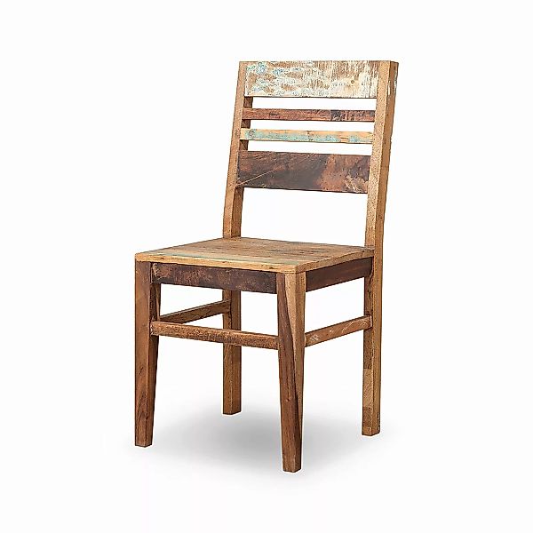 Stuhl 2er Set aus recyceltem Massivholz 45 x 95 cm Bunt günstig online kaufen