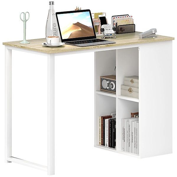 HOMCOM Schreibtisch Spanplatte Stahl Eiche 100L x 54B x 75H cm günstig online kaufen