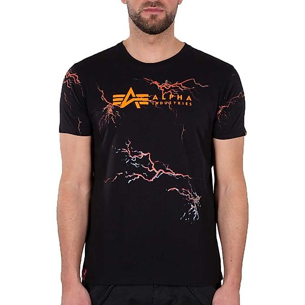 Alpha Industries Lightning All Over Print T-shirt XS Black / Orange günstig online kaufen