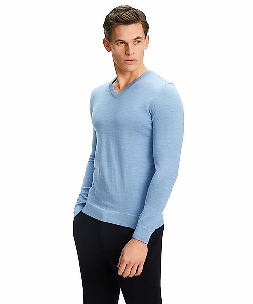 FALKE Herren Pullover V-Ausschnitt, S, Blau, Uni, Wolle, 60911-685702 günstig online kaufen