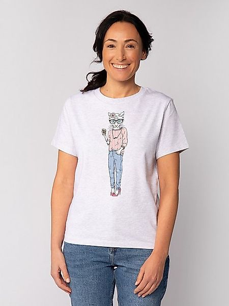 wat? Apparel T-Shirt Hipster Cat with Moustache günstig online kaufen