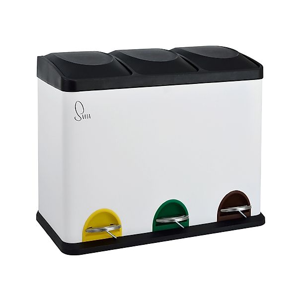 Svita TC3X15 Mülleimer Papierkorb Pulverbeschichteter Stahl Treteimer Abfal günstig online kaufen