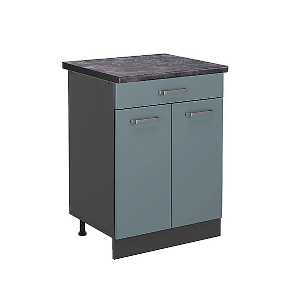 Vicco Küchenunterschrank R-Line Blau-Grau/Anthrazit 60 cm AP Anthrazit mit günstig online kaufen
