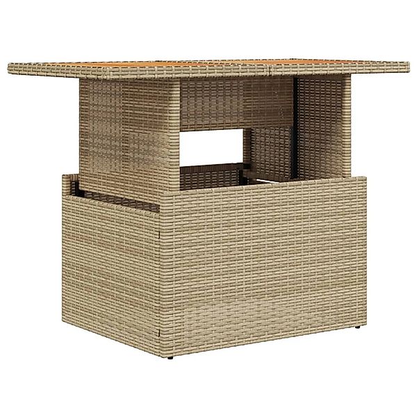 vidaXL Gartentisch Beige 100x55x73 cm Poly Rattan und Akazienholz 366065 günstig online kaufen