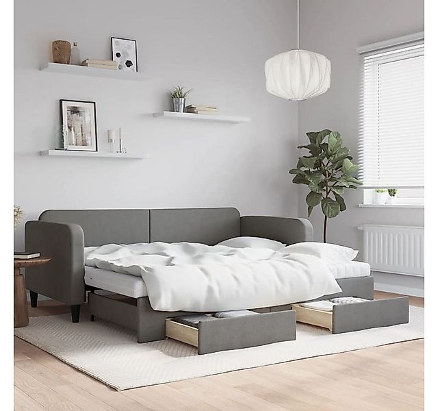 vidaXL Gästebett Tagesbett Ausziehbar mit Schubladen Dunkelgrau 90x200 cm S günstig online kaufen