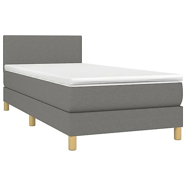 vidaXL Boxspringbett mit Matratze & LED Dunkelgrau 90x200 cm Stoff 3133526 günstig online kaufen