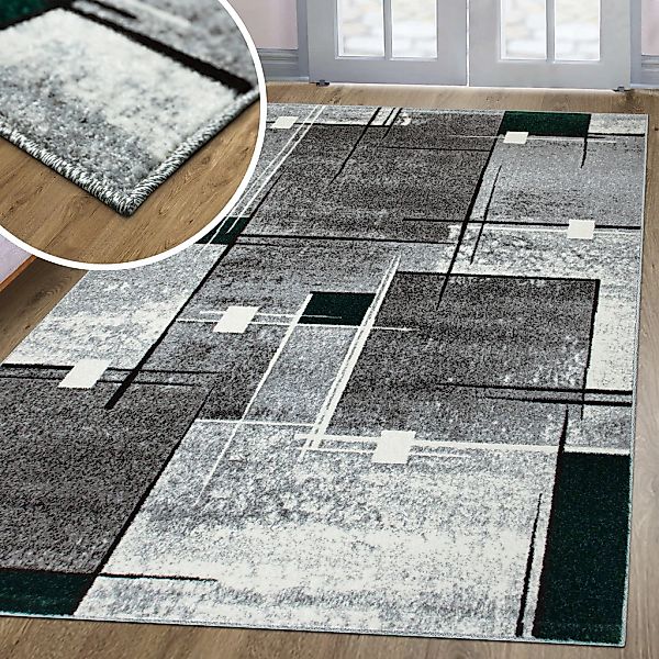 my home Teppich "Deblin" rechteckig 9 mm Höhe weicher Flor, Kurzflor, Karo- günstig online kaufen