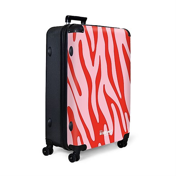 NoBoringSuitcases.com© Hartschalen-Trolley Rot mit rosa Zebramuster günstig online kaufen