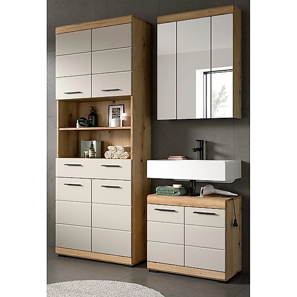 Inn.Furn Badmöbel Set in Sand und Eiche 3-teilig 149 cm Shawn günstig online kaufen