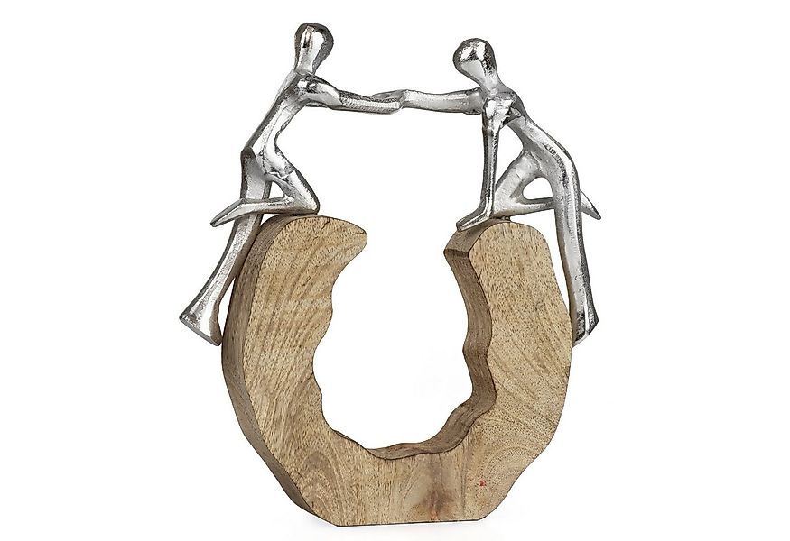 Moritz Skulptur Moderne Figur Hilfe leisten auf Holzsockel Silber, Holz, Ti günstig online kaufen
