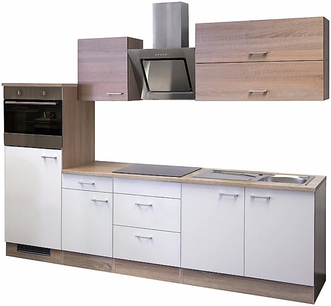 Flex-Well Classic Küchenzeile Florida 270 cm Weiß-Sonoma Eiche Nachbildung günstig online kaufen