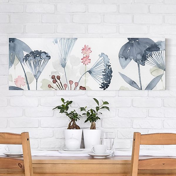 Leinwandbild Blumen - Panorama Wildblumen Aquarell I günstig online kaufen