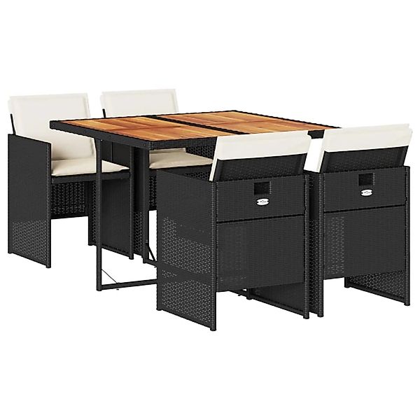 vidaXL 5-Tlg Garten-Essgruppe mit Kissen Schwarz Poly Rattan 3210543 günstig online kaufen