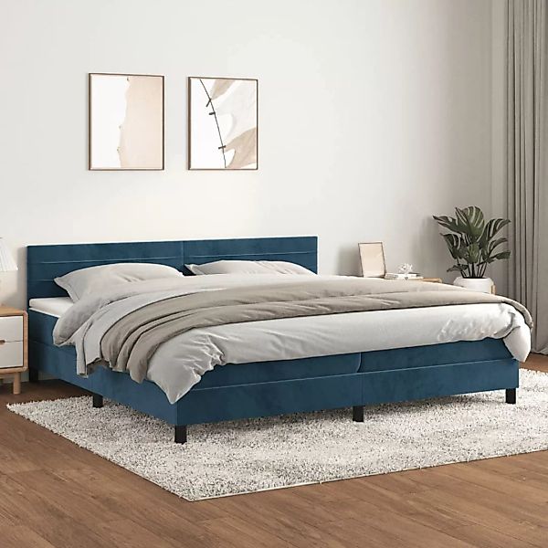 Vidaxl Boxspringbett Mit Matratze Dunkelblau 200x200 Cm Samt günstig online kaufen