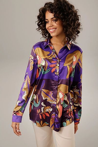 Aniston CASUAL Hemdbluse, mit farbenfrohen, graphischem Blumendruck günstig online kaufen