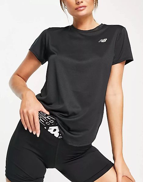 New Balance – Accelerate – Kurzärmliges Lauf-T-Shirt in Schwarz mit Logo günstig online kaufen